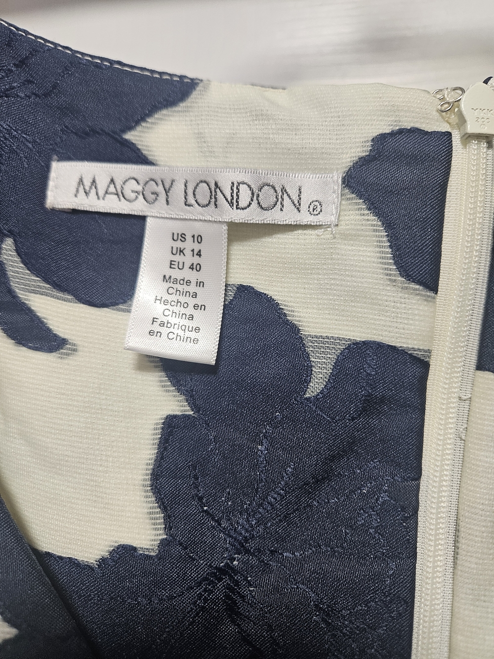 Maggy London Navy Floral-Print Fit & Flare Midi Dress - Picture 3 of 5